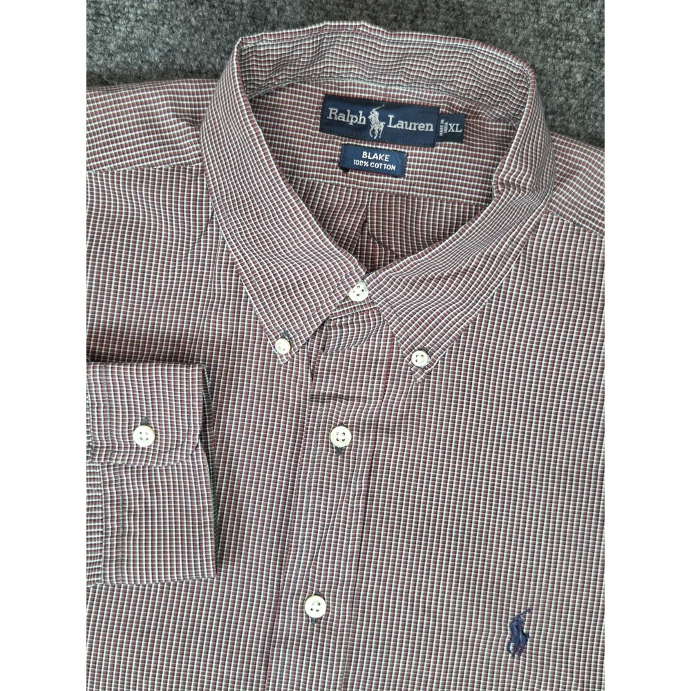 Ralph Lauren Blake Shirt Mens XXL (XLtag) Burgundy Button Down‎